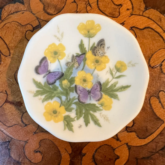 Staffordshire Butterfly Floral Miniature Dish