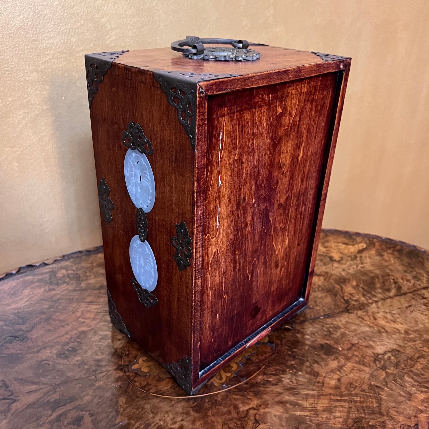 Vintage Chinese Rosewood Jade Jewellery Box