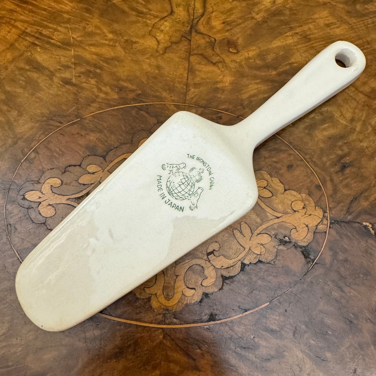 Vintage Japanese Ceramic Fruit Print Cake Plate & Pie Server