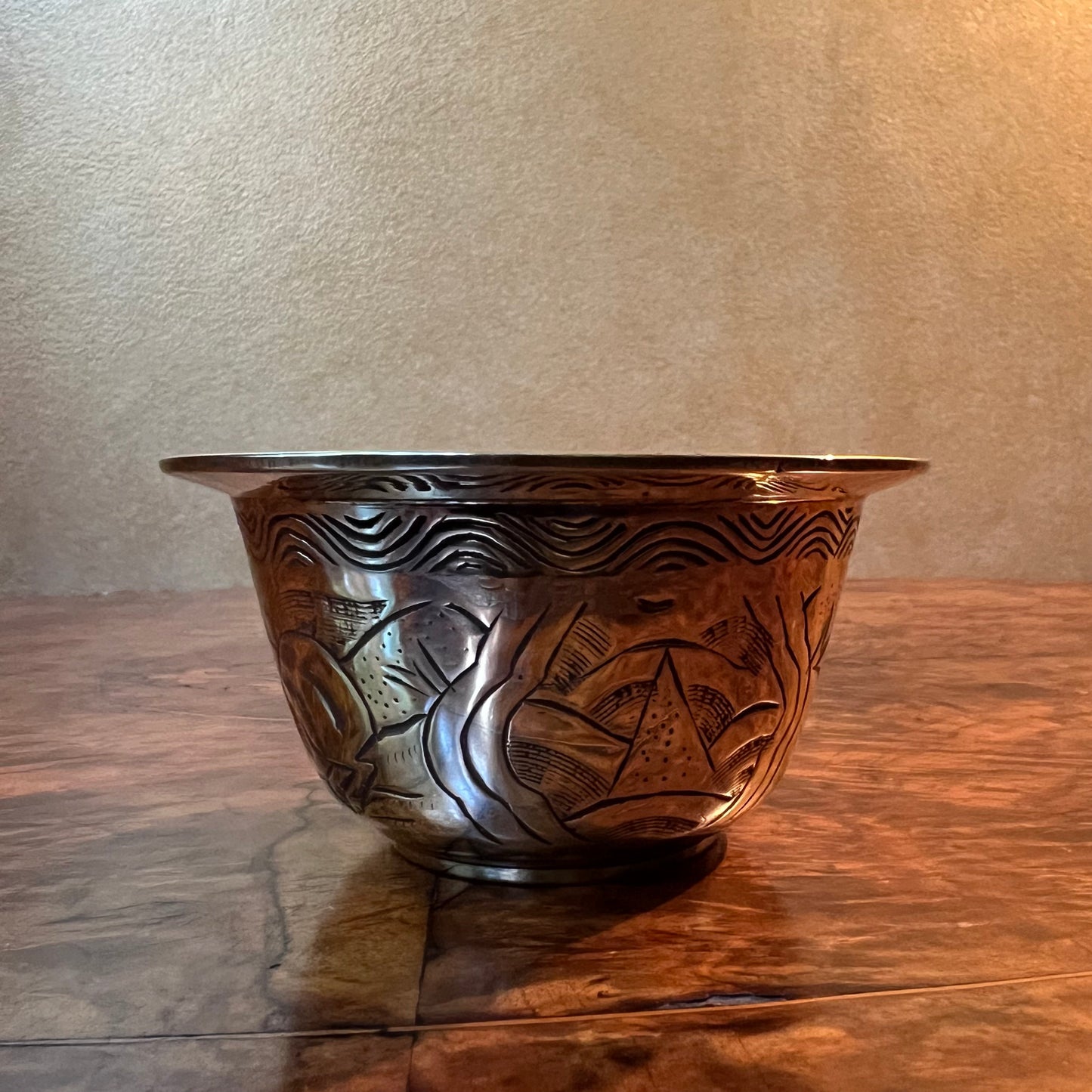 Vintage Brass Engraved Small Bowl