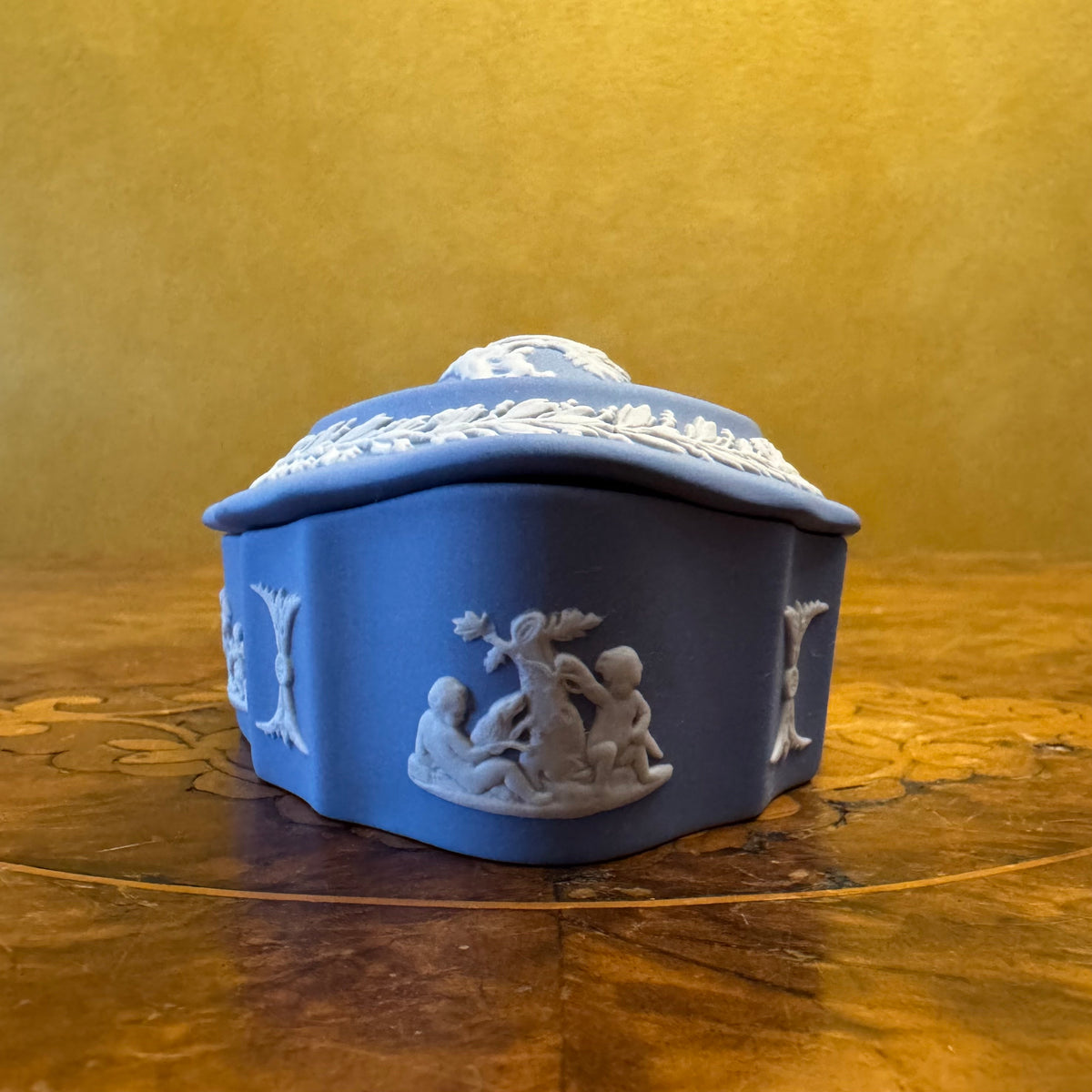 Vintage Wedgwood Jasperware Blue Cherubs Trinket Box
