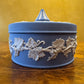Antique Wedgwood Blue Jasperware Round Trinket Box