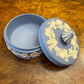 Antique Wedgwood Blue Jasperware Round Trinket Box
