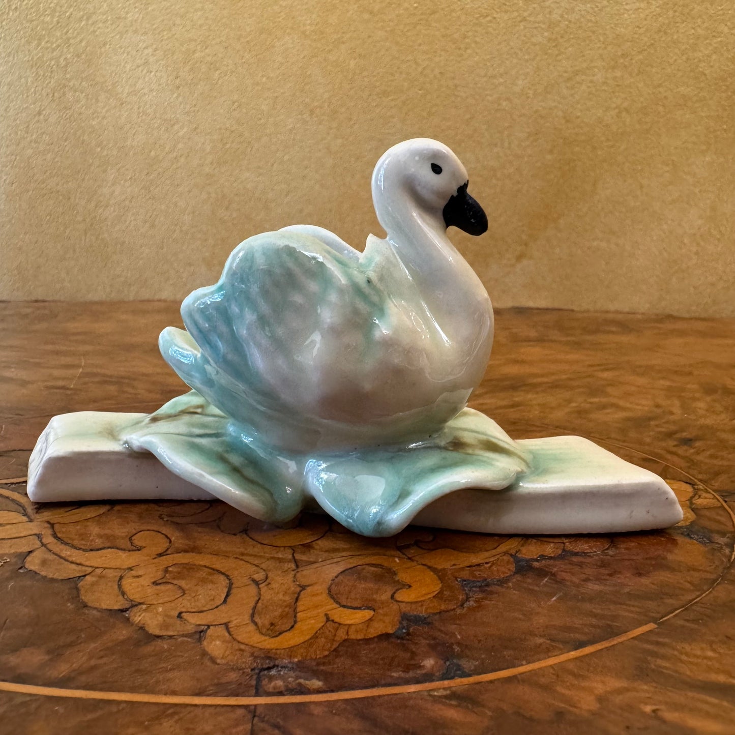 Vintage Porcelain Swan Figurine Ornament