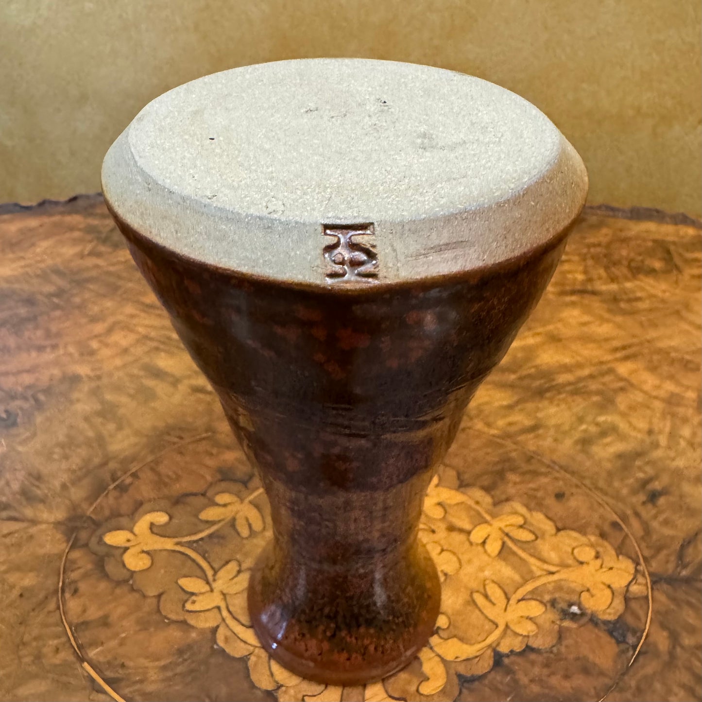 Brown Peach Coloured Pottery Vase