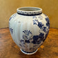 Vintage Deft Blue Blue & White Floral Lidded Vase Jar