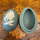 Wedgwood Teal Jasperware Sturt Desert Pea Egg Shaped Trinket Box