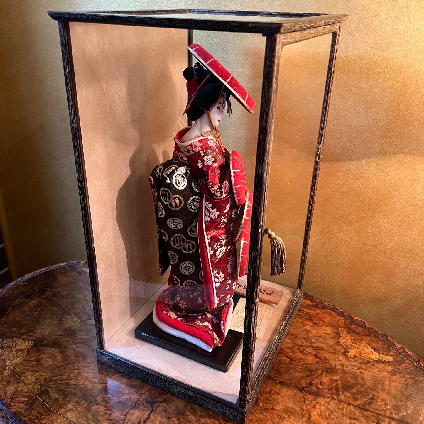 Vintage Mitsukasa Japanese Doll In Glass Cabinet