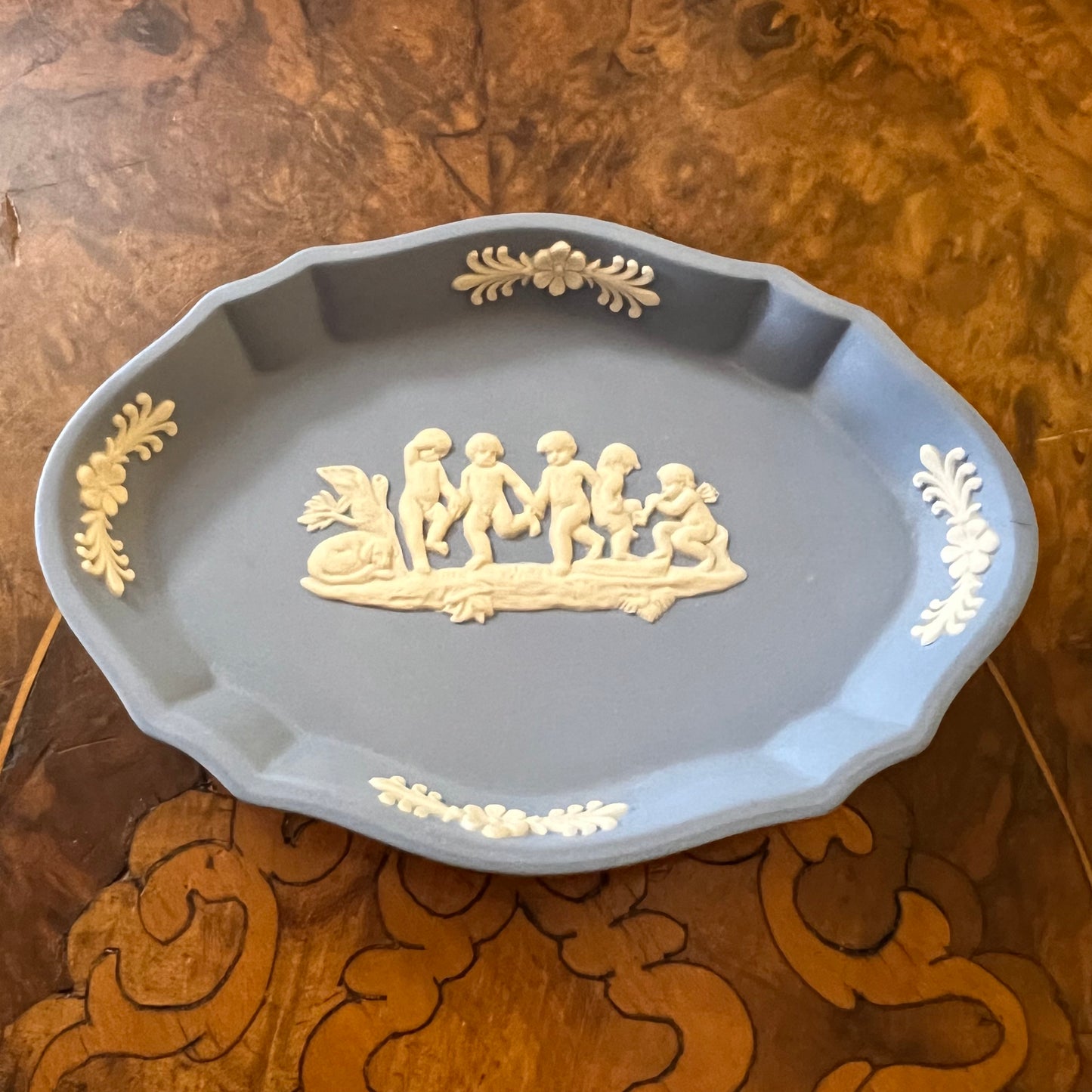 Vintage Wedgwood Jasperware Cherubs Oval Pin Dish