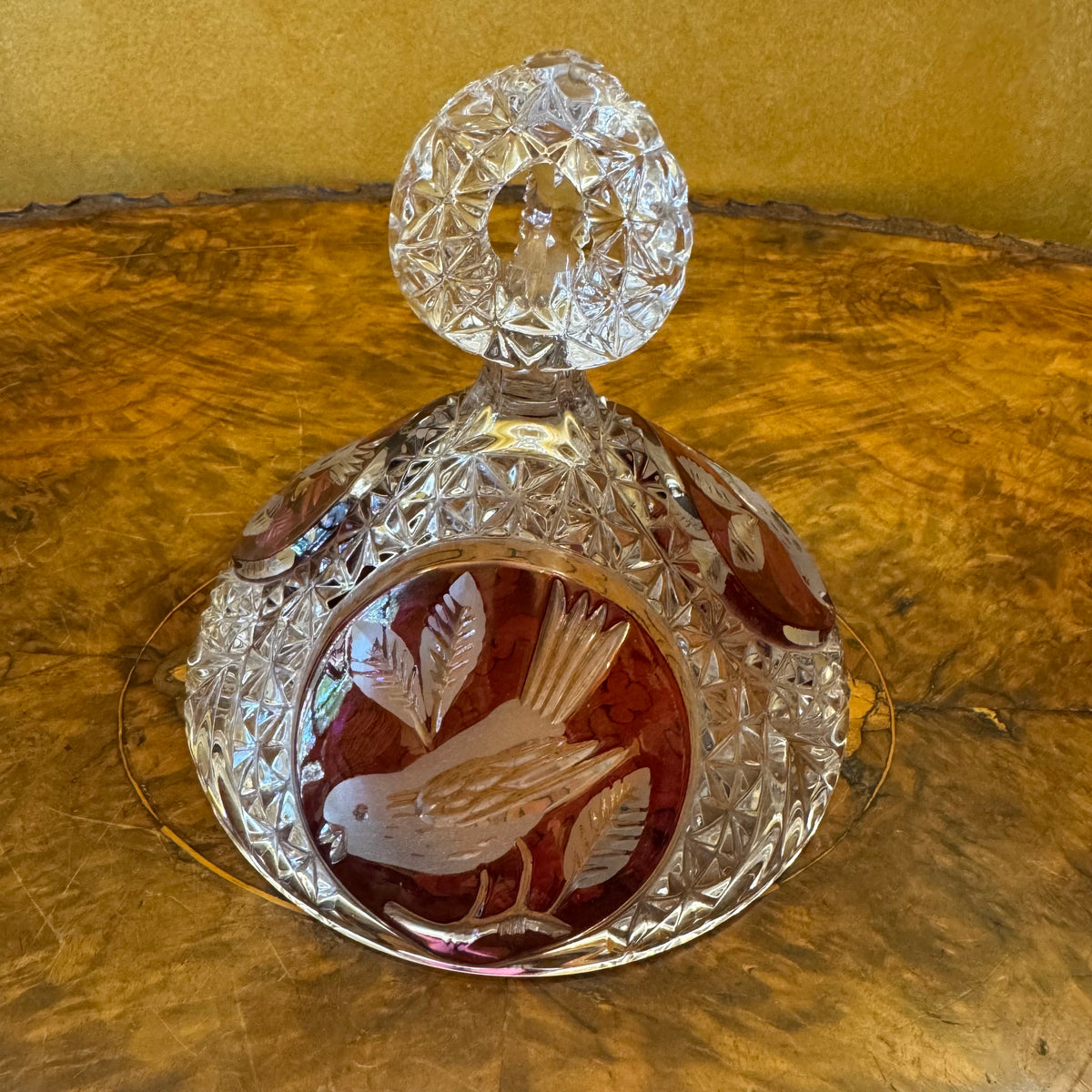 Vintage Hofbauer German Crystal Bird Candy Dish
