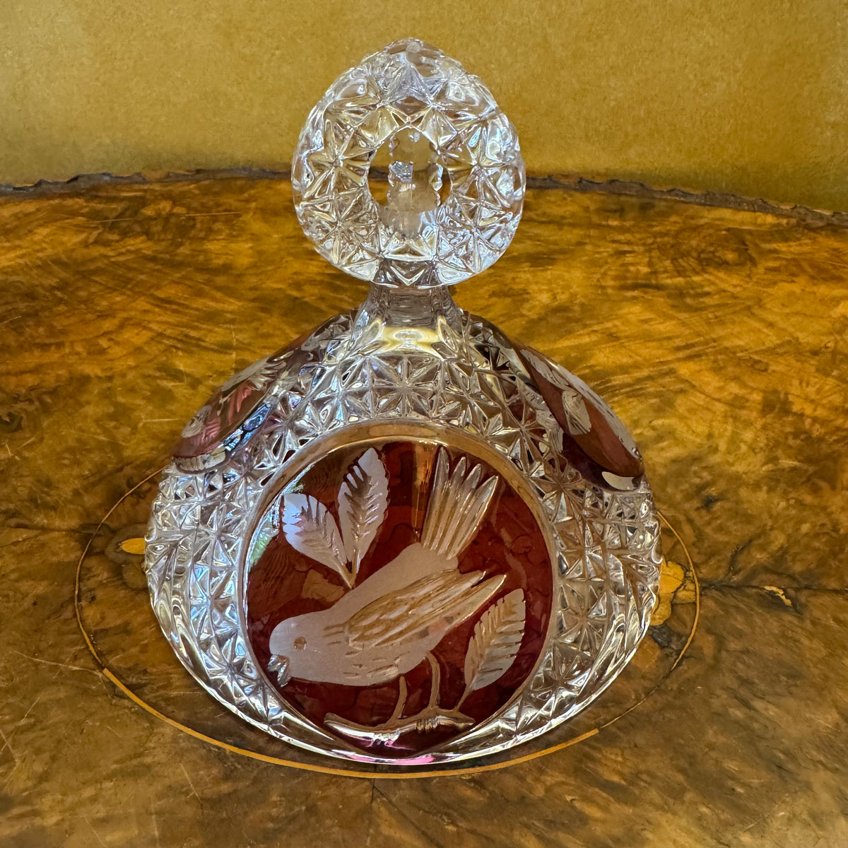 Vintage Hofbauer German Crystal Bird Candy Dish