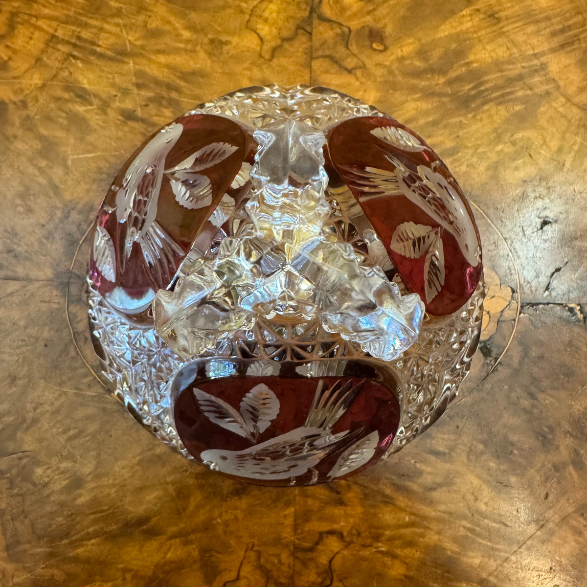 Vintage Hofbauer German Crystal Bird Candy Dish