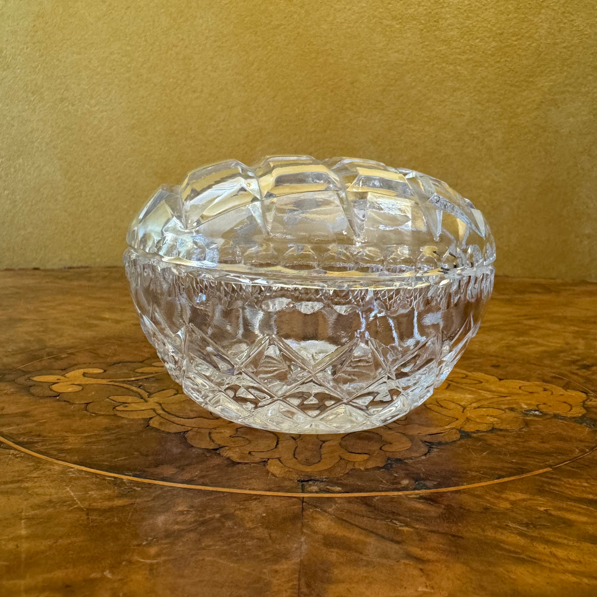 Vintage Crystal Round Trinket Box