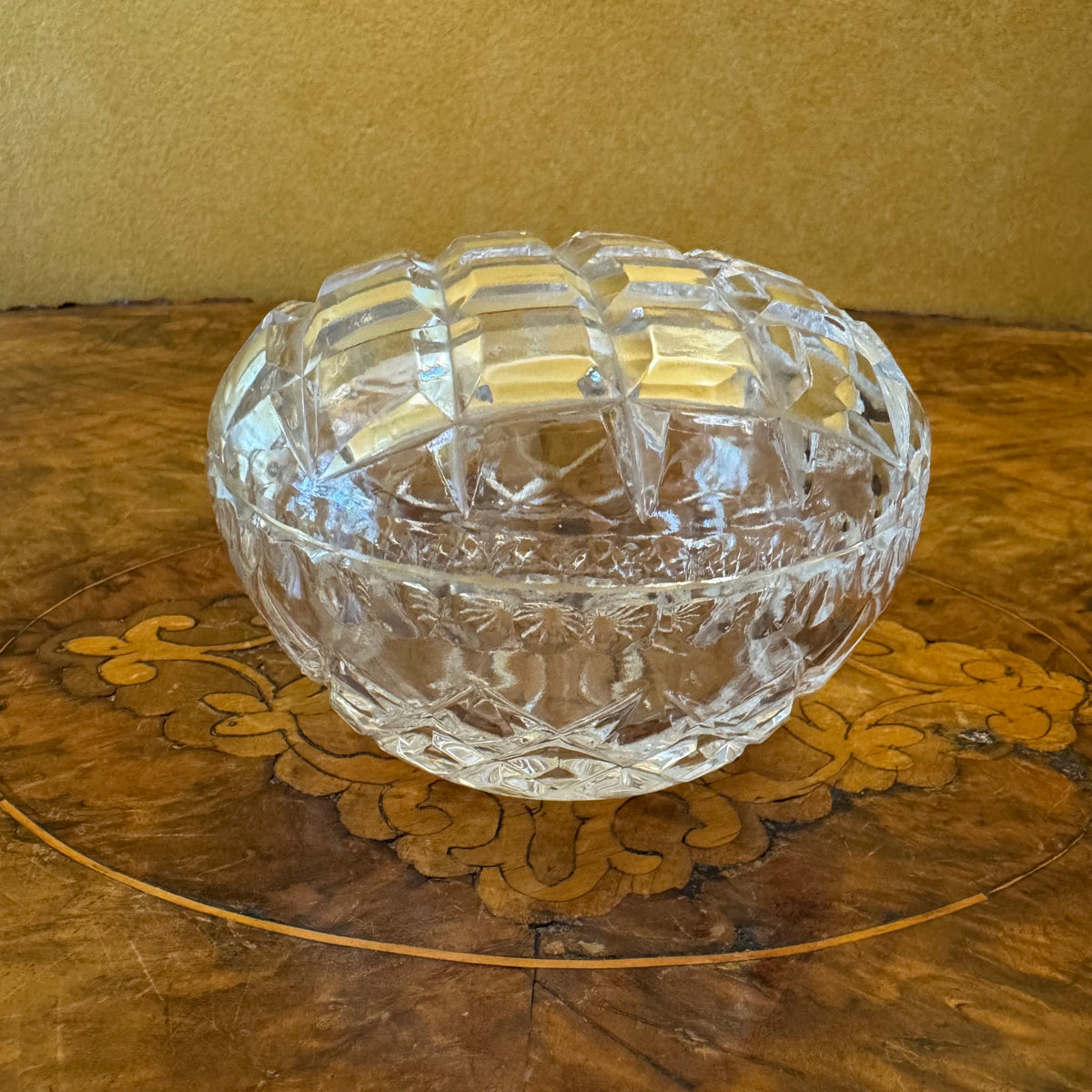 Vintage Crystal Round Trinket Box
