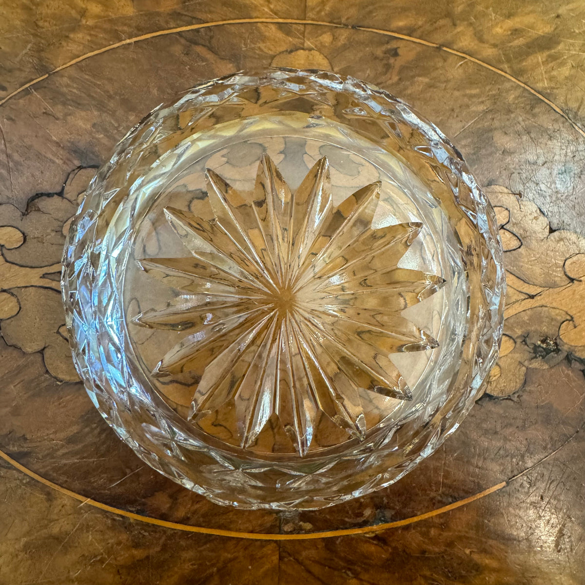 Vintage Crystal Round Trinket Box