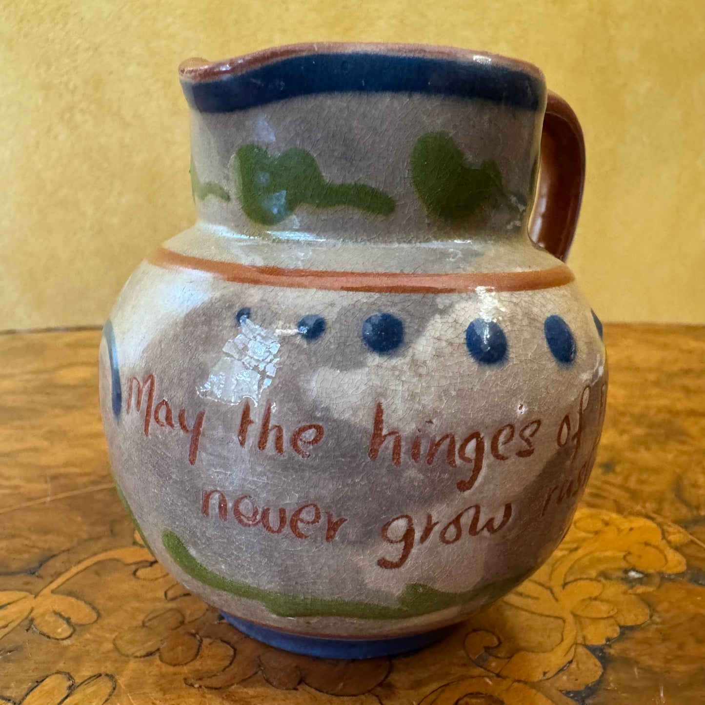 May The Hinges Of Friendship Never Go Rusty Small Pottery Jug