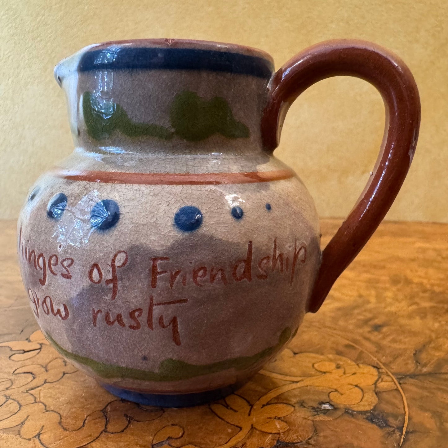 May The Hinges Of Friendship Never Go Rusty Small Pottery Jug