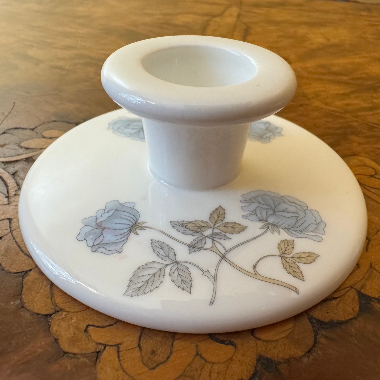 Wedgwood Ice Rose Candle Holder Pair
