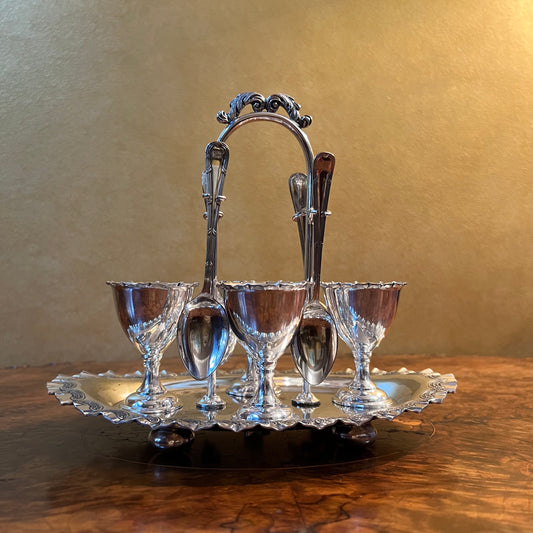 Walker And Hall Silver Plate Egg Cup Cruet for Four People