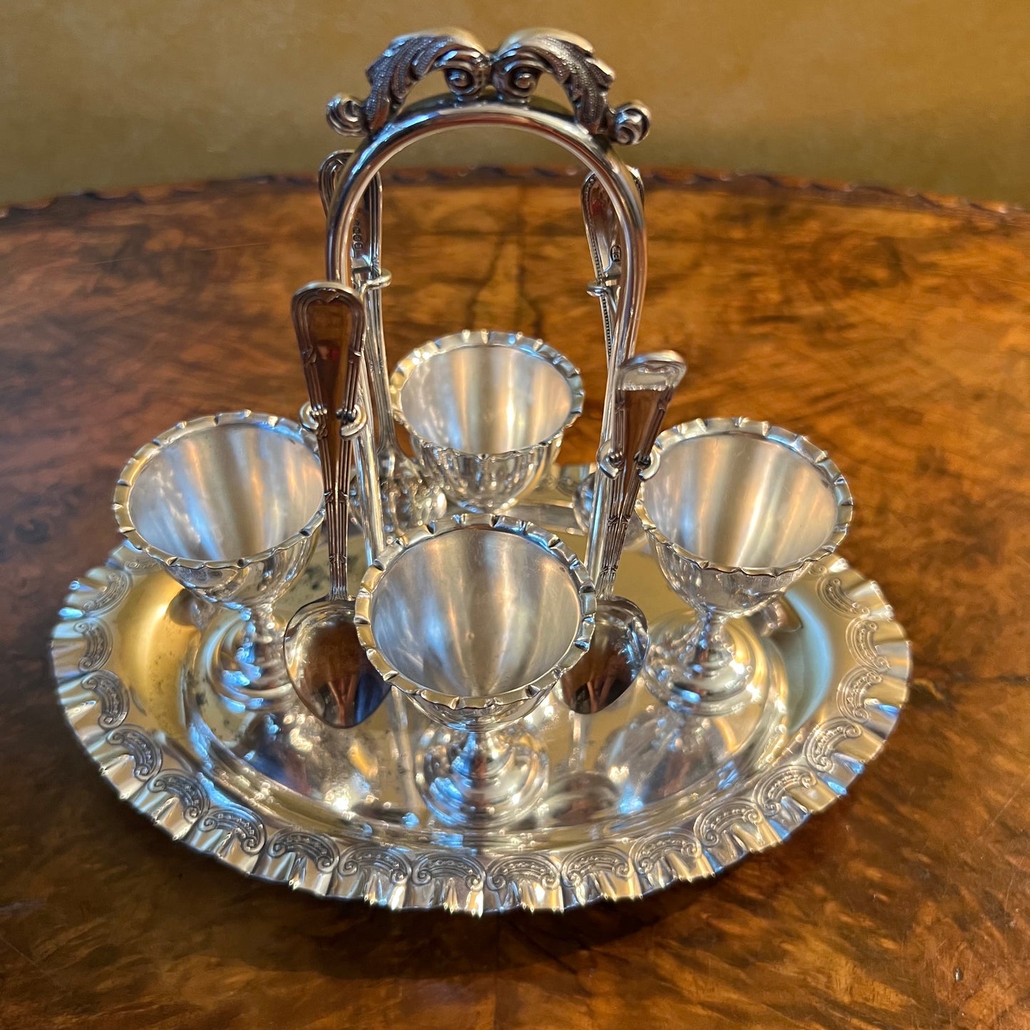 Walker And Hall Silver Plate Egg Cup Cruet for Four People