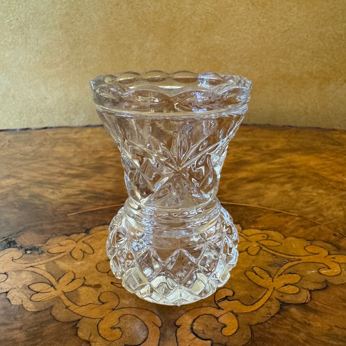 Vintage Glass Cut Bud Vases Pair