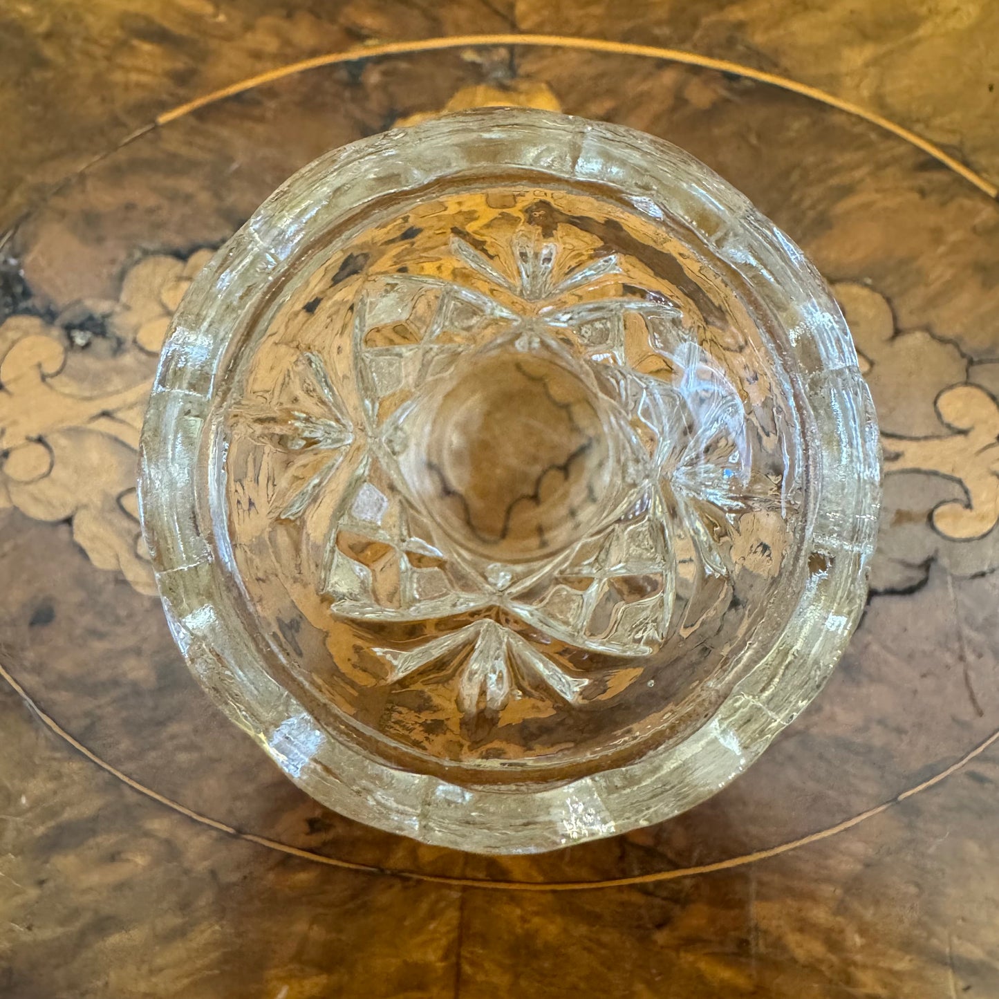 Vintage Glass Cut Bud Vases Pair