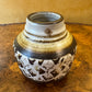 Brown White Print Pottery Vase