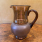 Vintage Brown & Gold Stripe Pitcher & Glasses