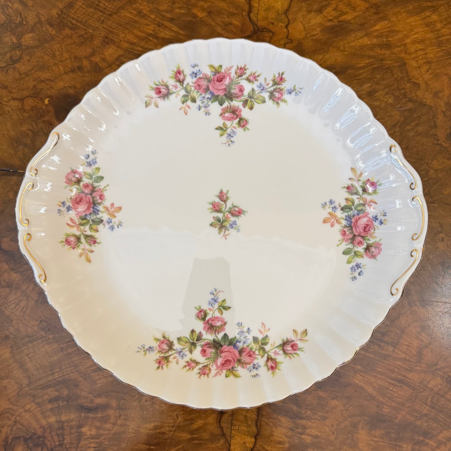 Vintage Royal Albert Moss Rose Cake Plate