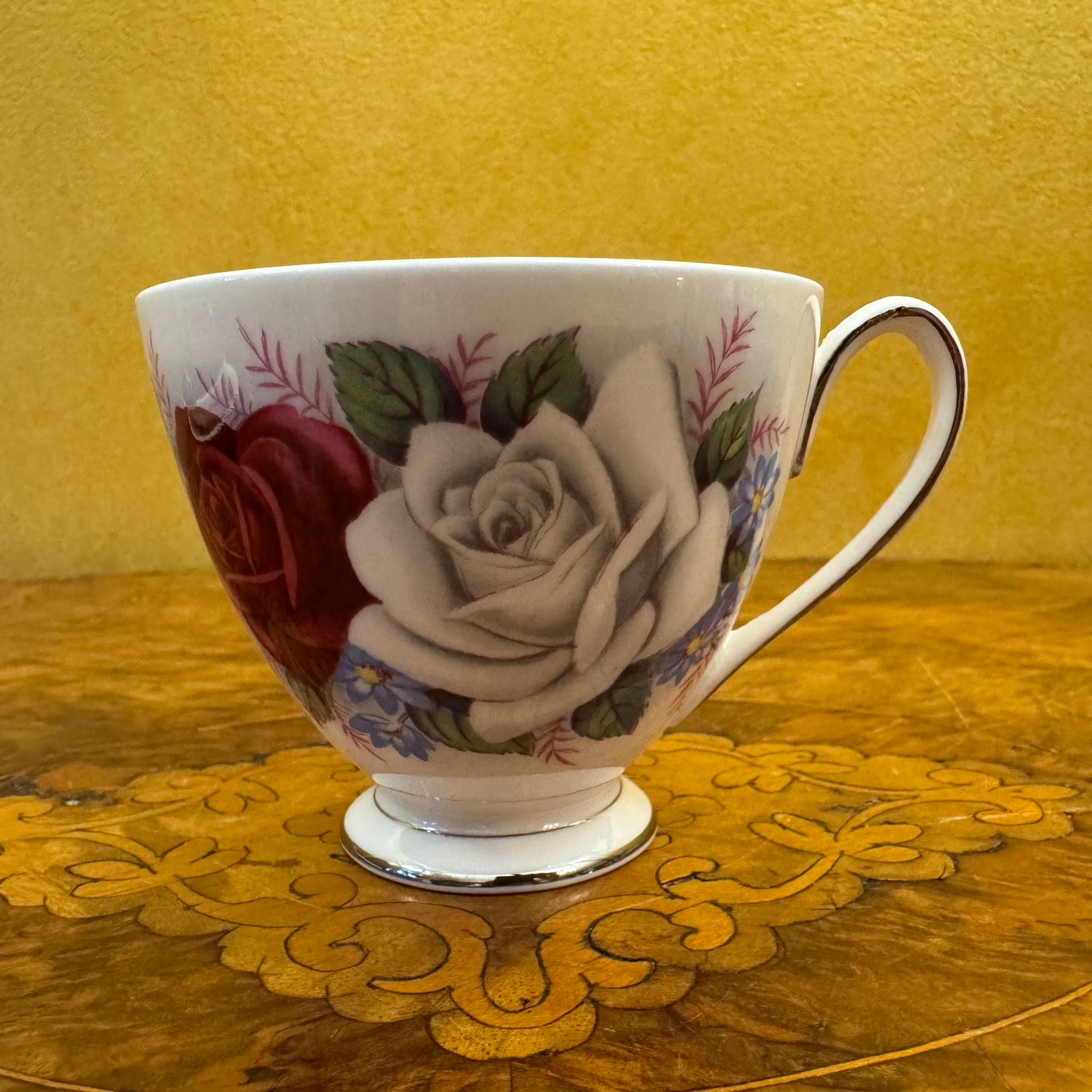 Vintage Queen Anne Duet Tea Cup Trio Set