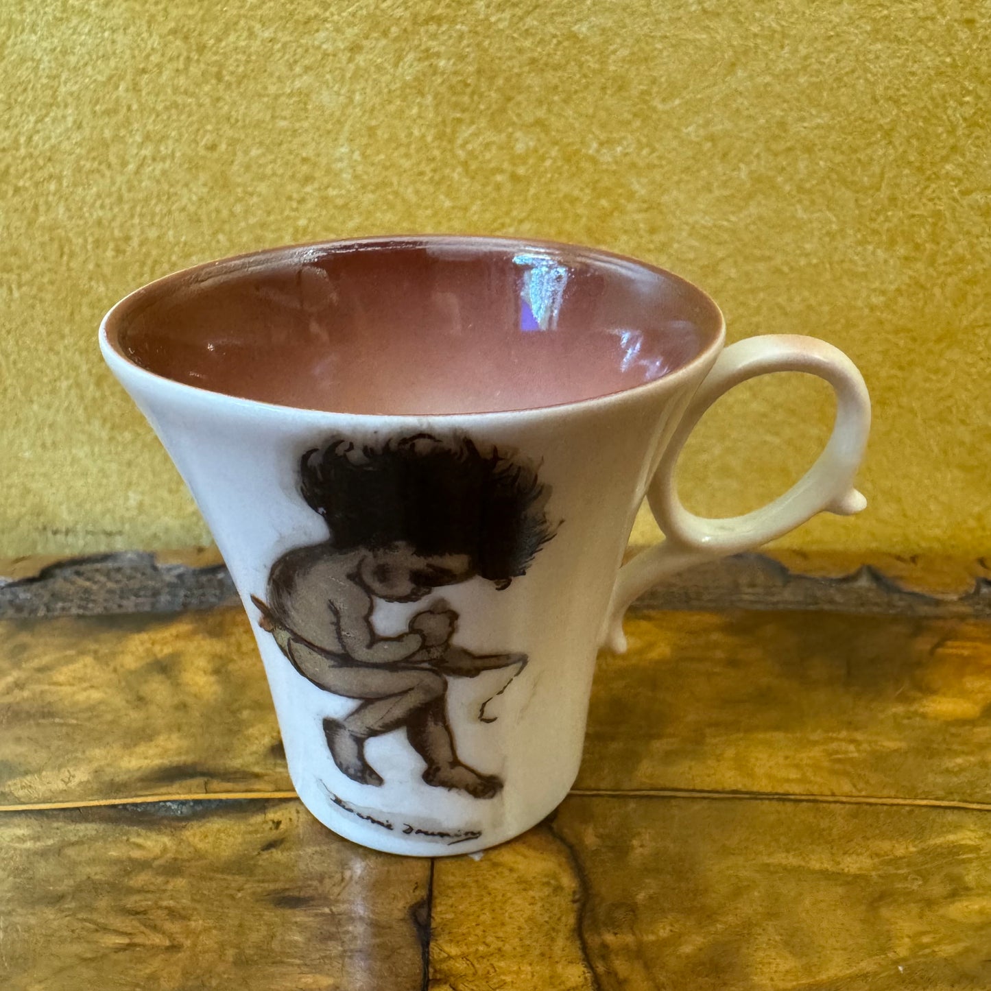 Vintage Brownie Downing Aboriginal Child Demitasse Coffee Cup & Saucer Set Of Four