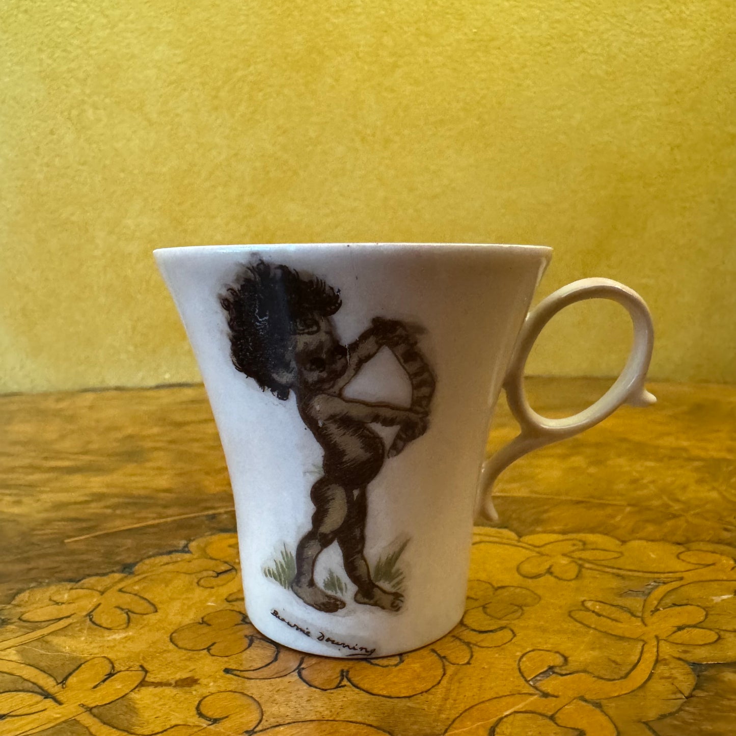 Vintage Brownie Downing Aboriginal Child Demitasse Coffee Cup & Saucer Set Of Four