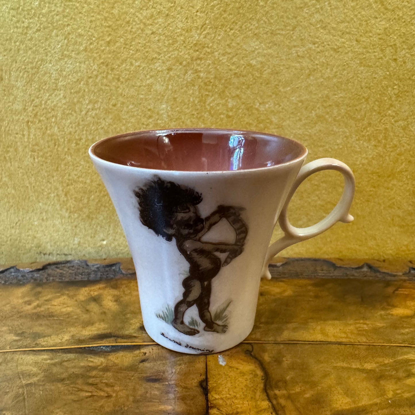 Vintage Brownie Downing Aboriginal Child Demitasse Coffee Cup & Saucer Set Of Four