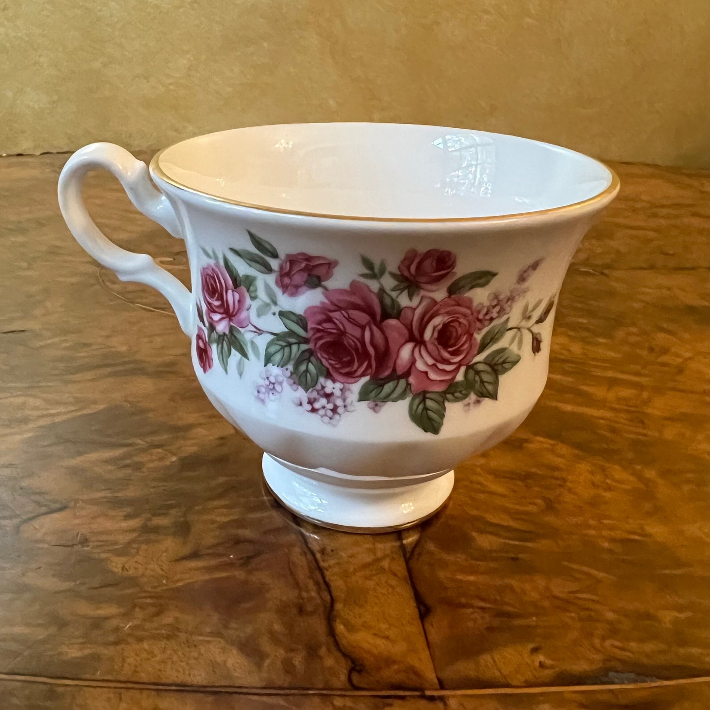 Vintage Queen Anne Pink Roses Tea Cup Trio Set