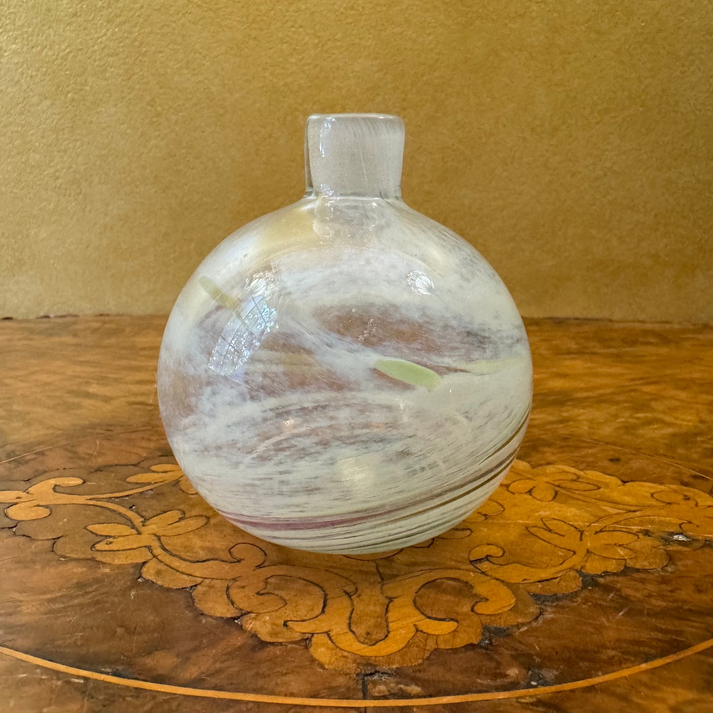 Vintage Hand Blown Glass Swirl Small Vase