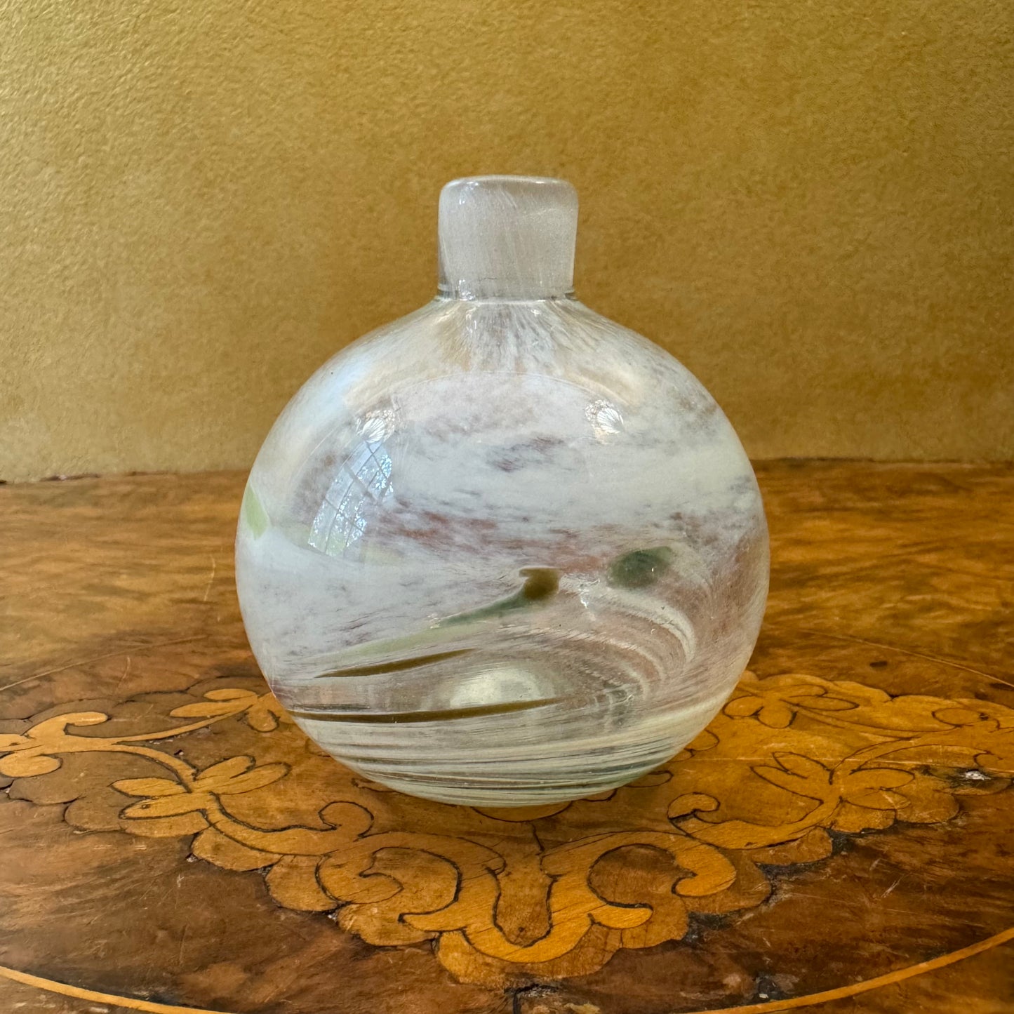 Vintage Hand Blown Glass Swirl Small Vase