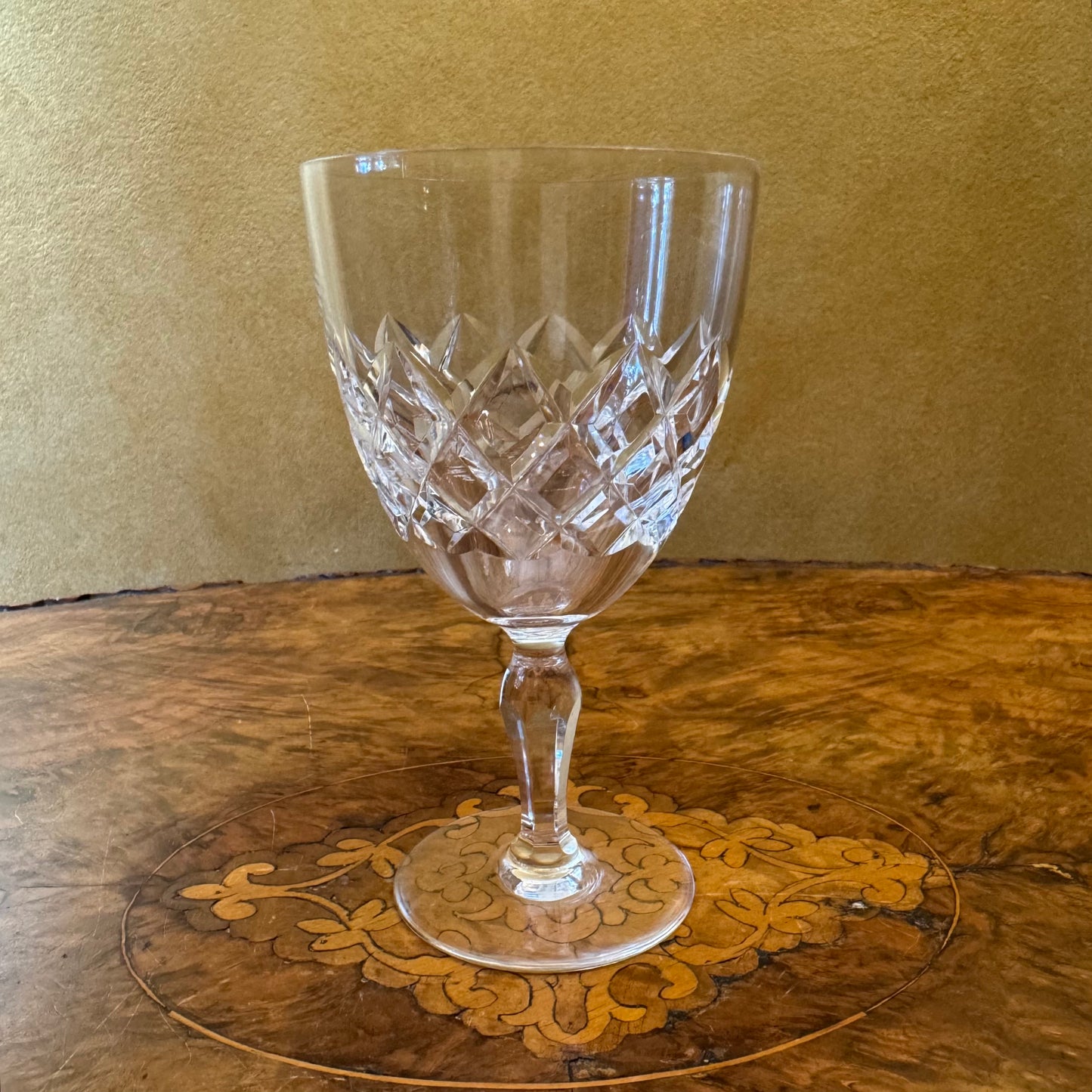 Vintage Crystal Cut Wine Glasses Set Of Five