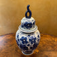 Vintage Deft Blue Blue & White Floral Lidded Vase Jar