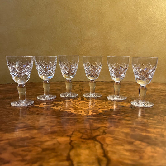Vintage Crystal Port Glasses Set Of Six