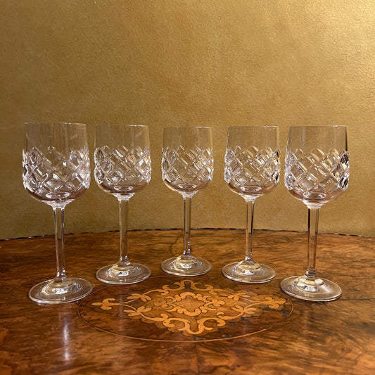 Vintage Crystal Small Wine Glasses Set Of Five
