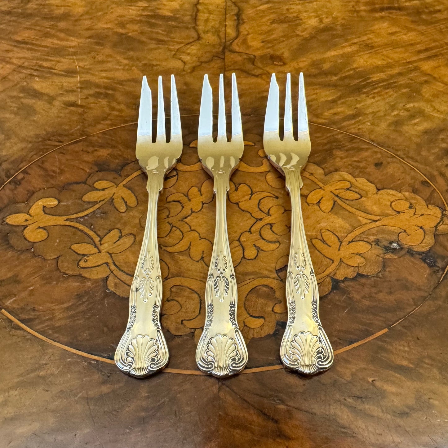 Vintage Silver Plate Rodd Kings Pattern Dessert Forks Set Of Three