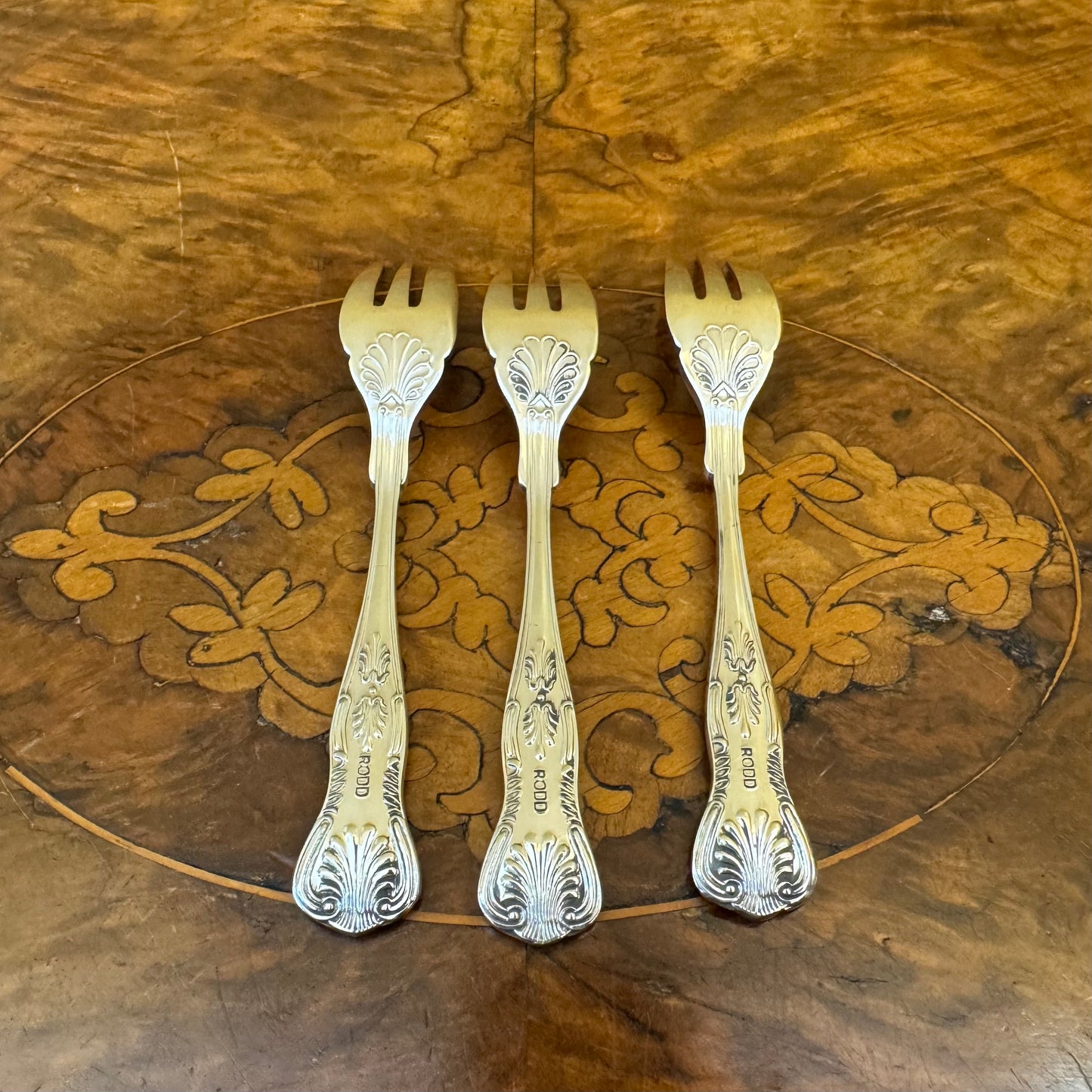 Vintage Silver Plate Rodd Kings Pattern Dessert Forks Set Of Three