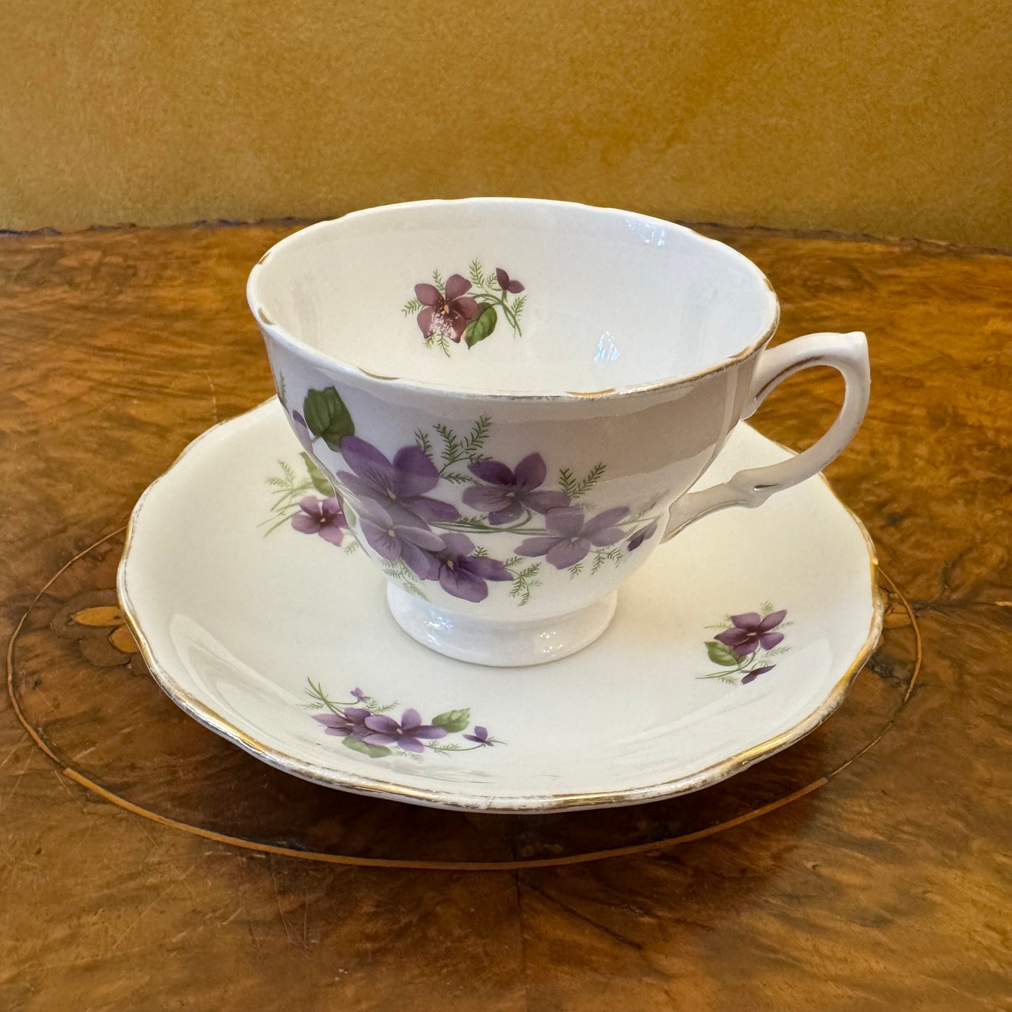 Vintage Royal Vale Violets Print Tea Cup & Saucer