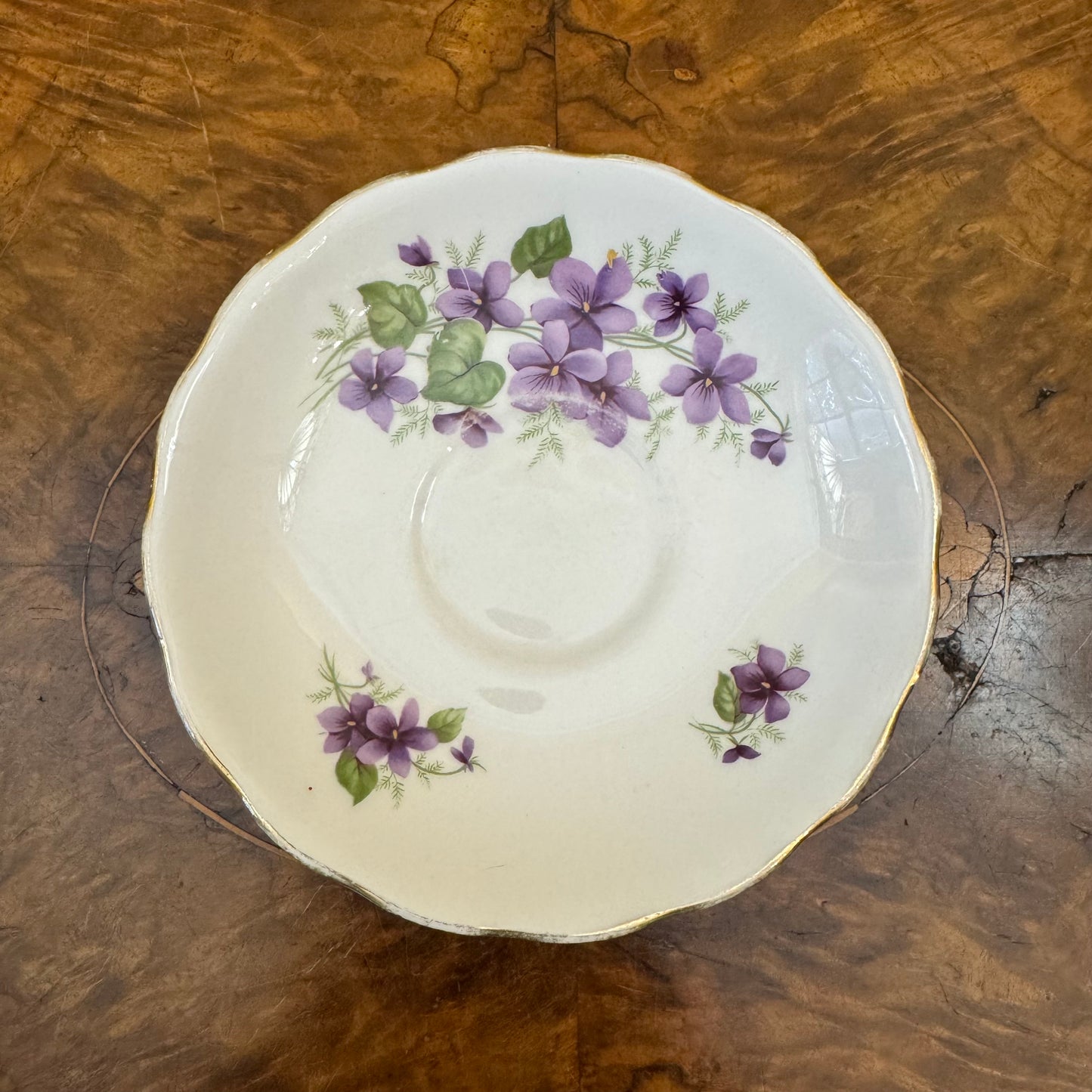 Vintage Royal Vale Violets Print Tea Cup & Saucer