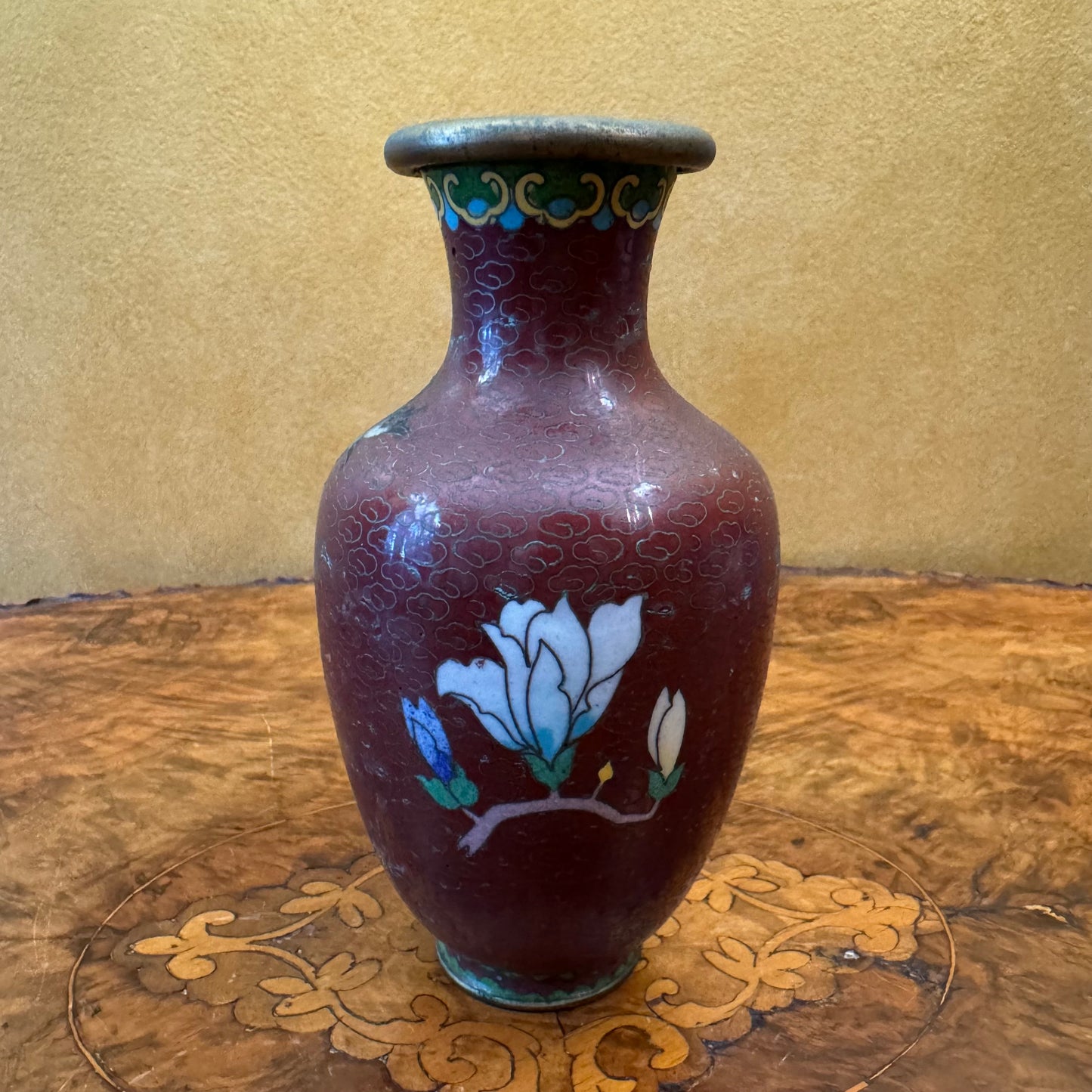 Vintage Floral Cloisonne Vase