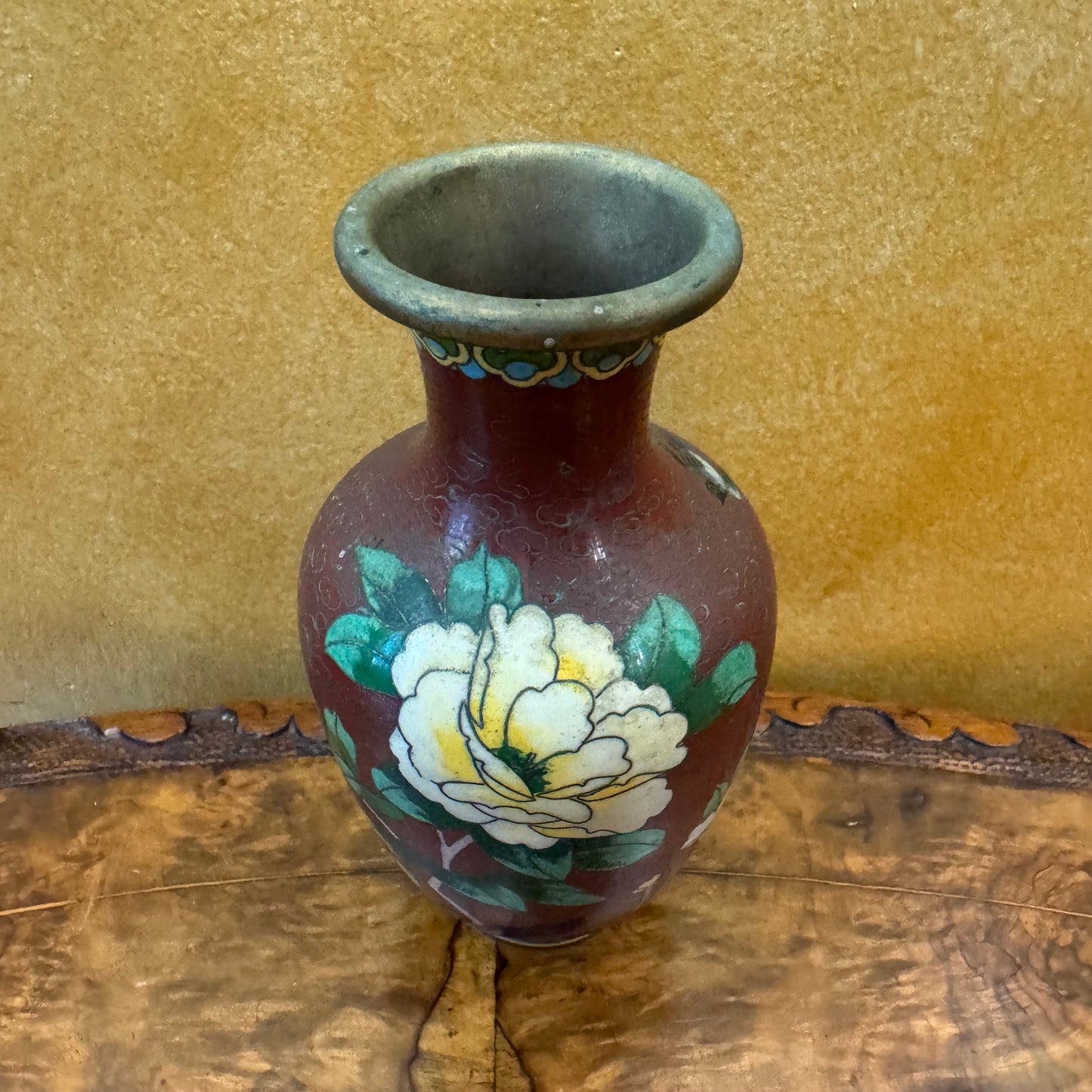 Vintage Floral Cloisonne Vase