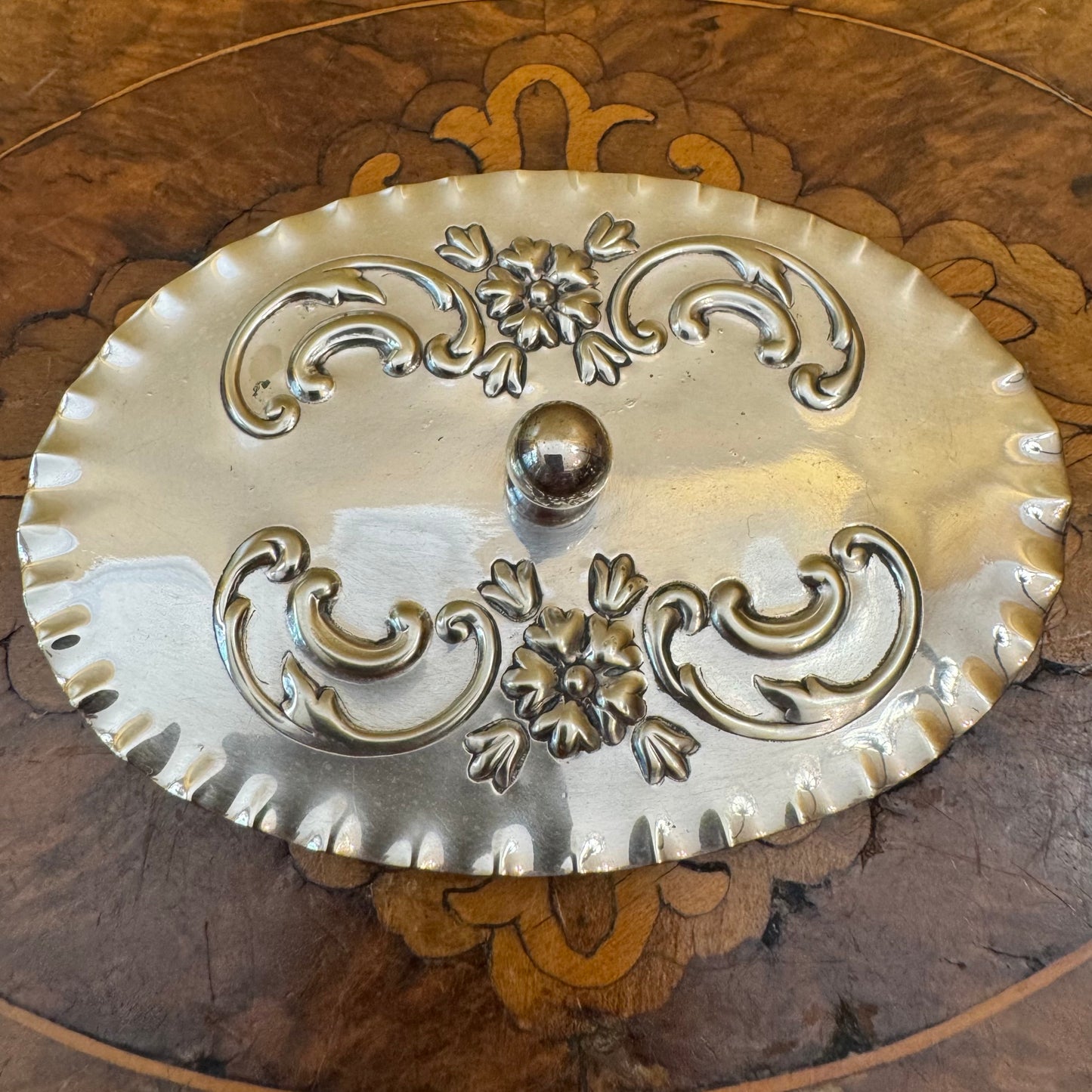 Antique James Dixon & Sons Silver Plate Lid Tray Glass Bowl