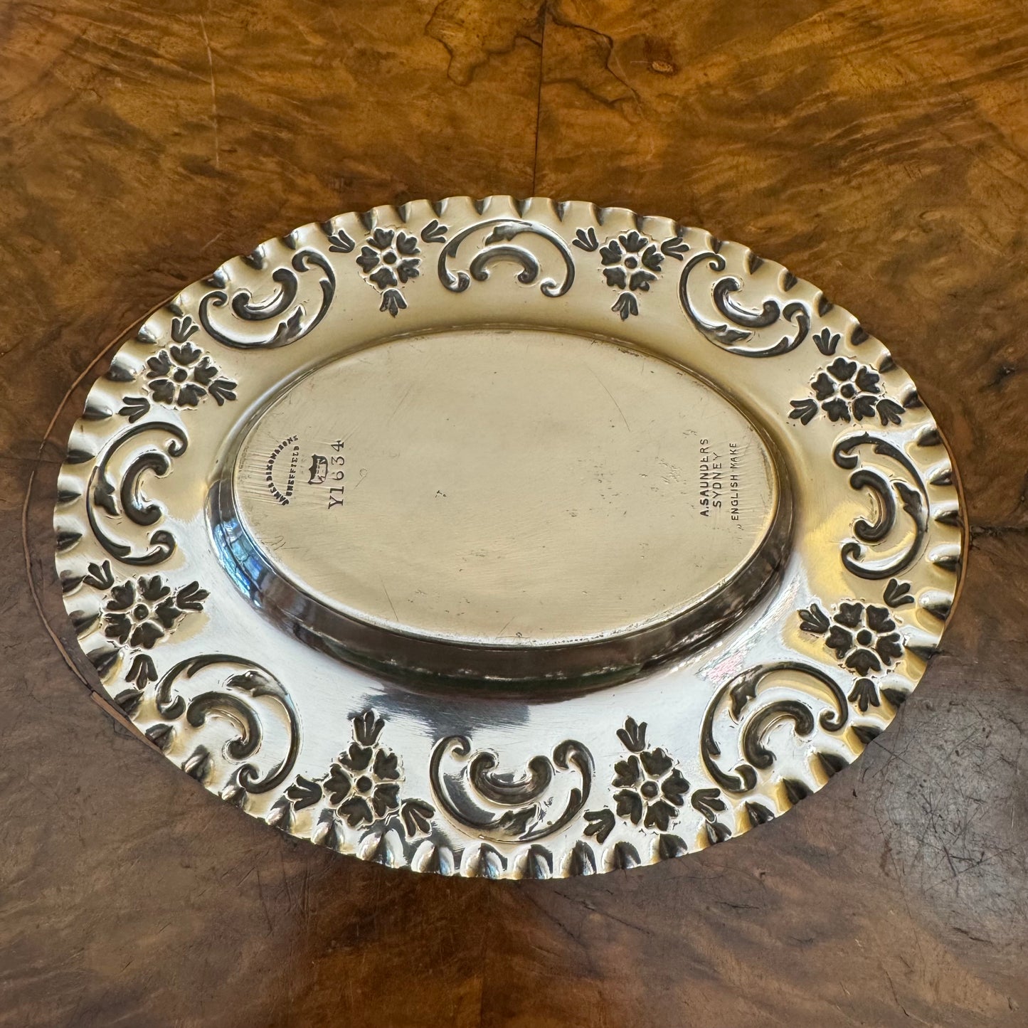 Antique James Dixon & Sons Silver Plate Lid Tray Glass Bowl