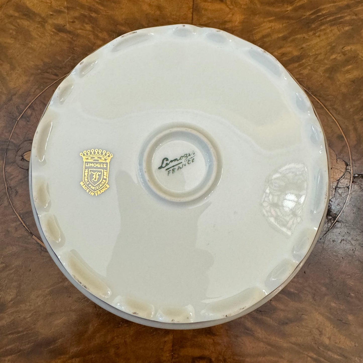 Vintage Limoges France Fragonard Courting Print Round Trinket Box