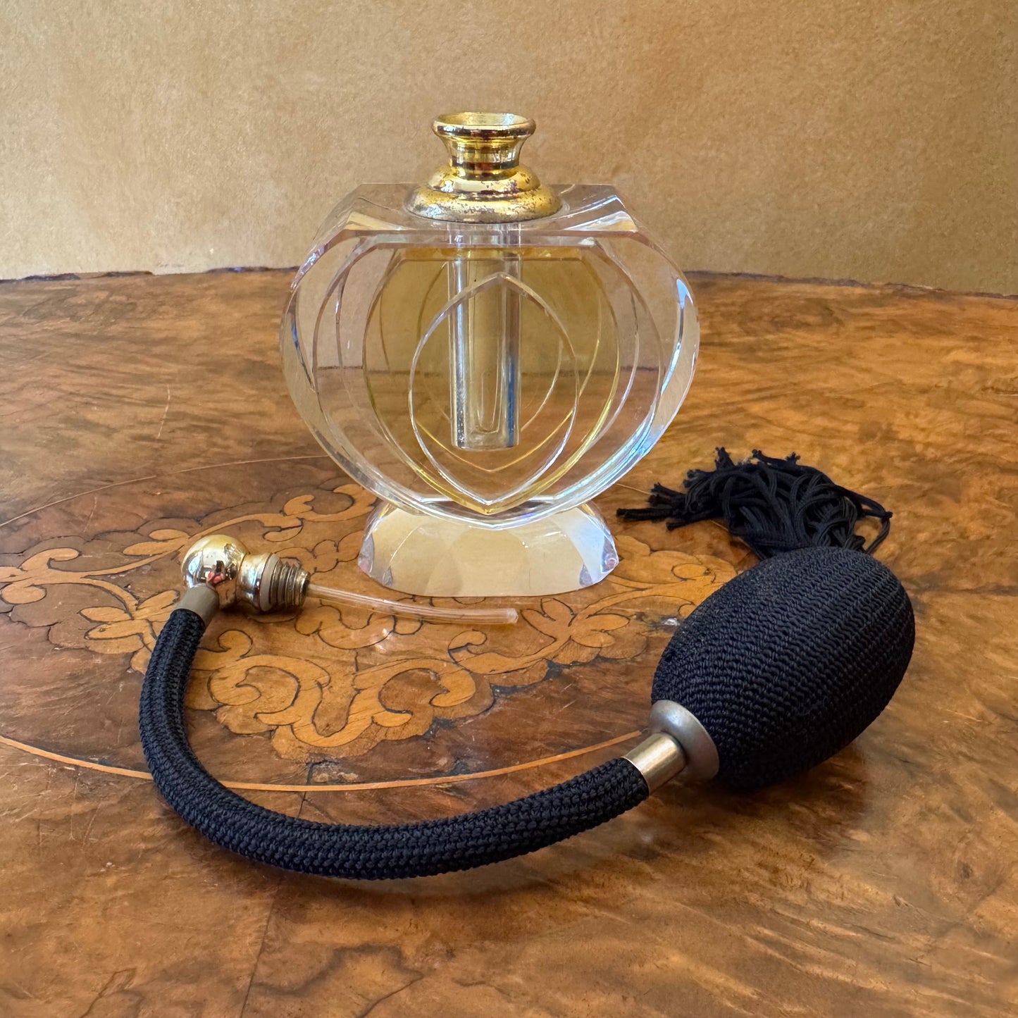 Vintage Crystal Perfume Bottle With Pump